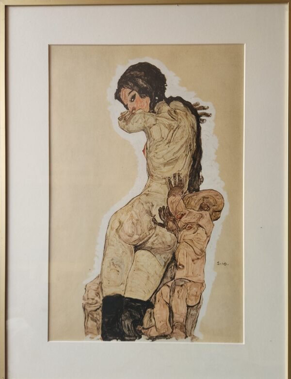 Old Egon Schiele,2/3 original lithograph ''Mutter und Kind''