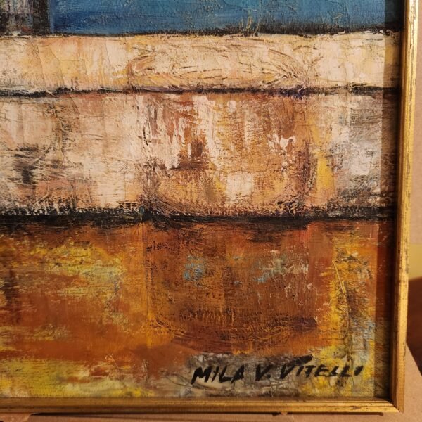 Old Italian painting school Spiaggia Povera Signed, Mila v Vitelli - Image 3