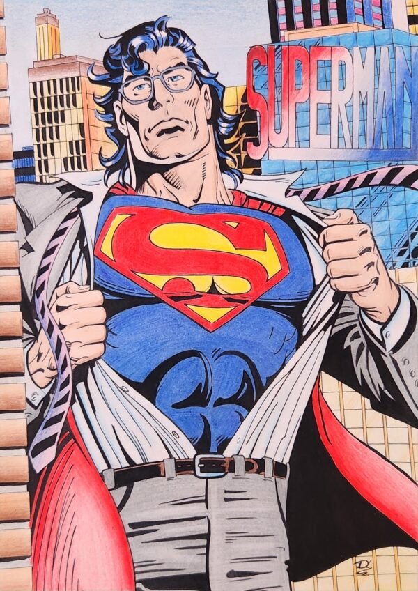 #1 Vintage Super Heros Hand Drawing SUPERMAN Comic