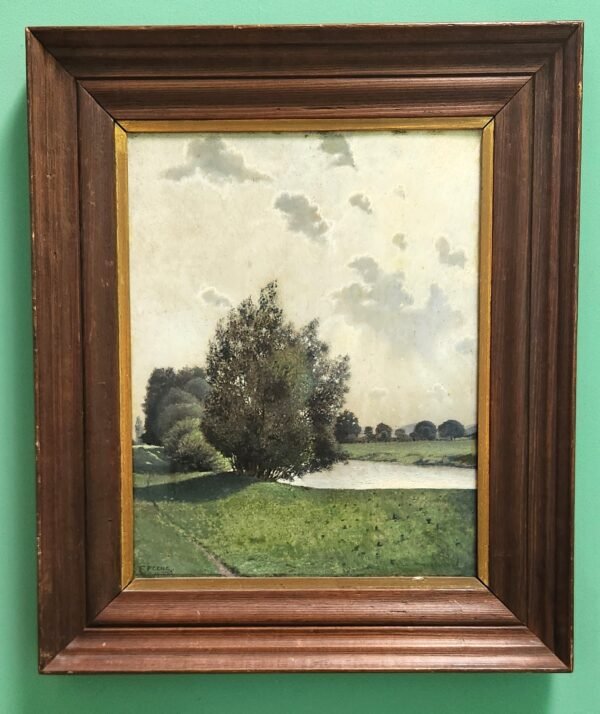 Old Painting landscape Erns Peche 1913 Austria ''Partie a d Neutra''