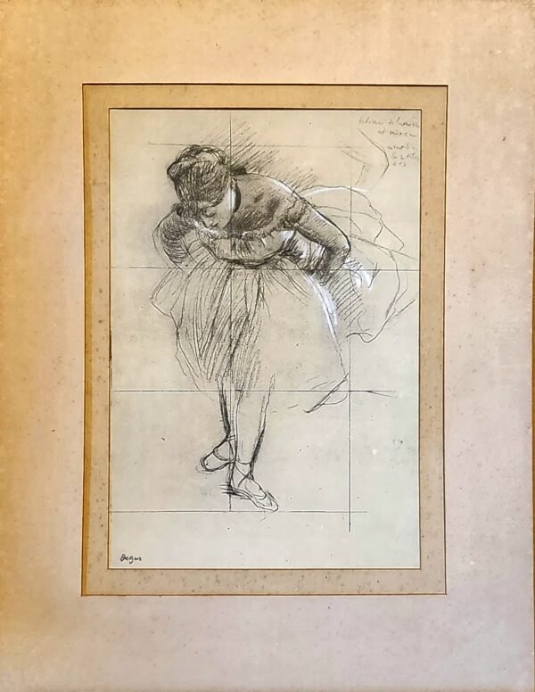 Old print Degas dancer signed .