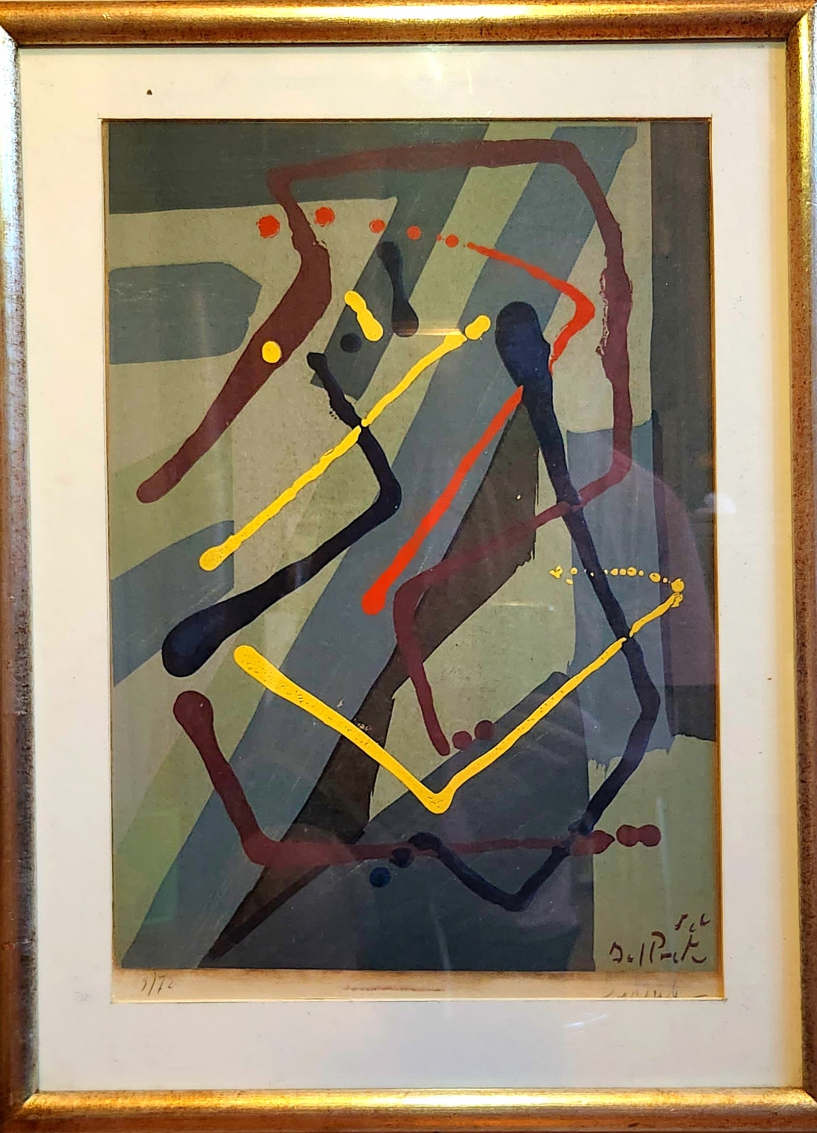Juan Del Prete ''Abstraction'' Argentine school lithograph signed 1956