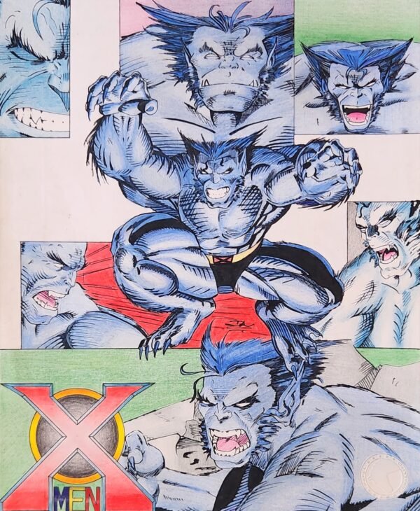 #12 Vintage Super Heros Drawing a X MEN BEAST Comic