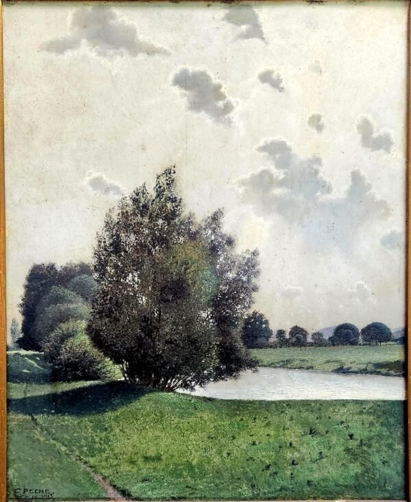 Old Painting landscape Erns Peche 1913 Austria ''Partie a d Neutra'' - Image 3