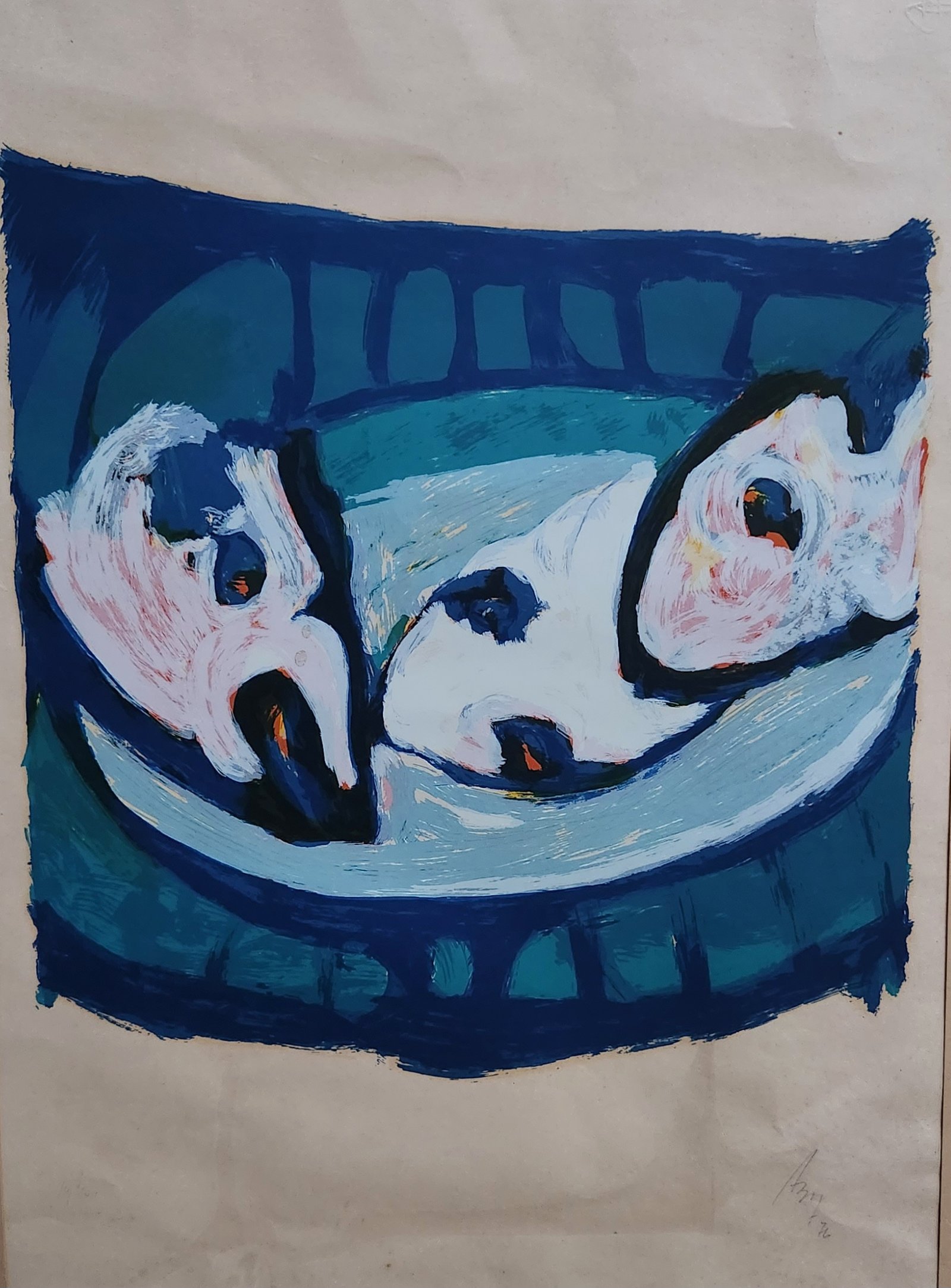 Amos signed possibly Emma Amos abstract lithograph - Image 5