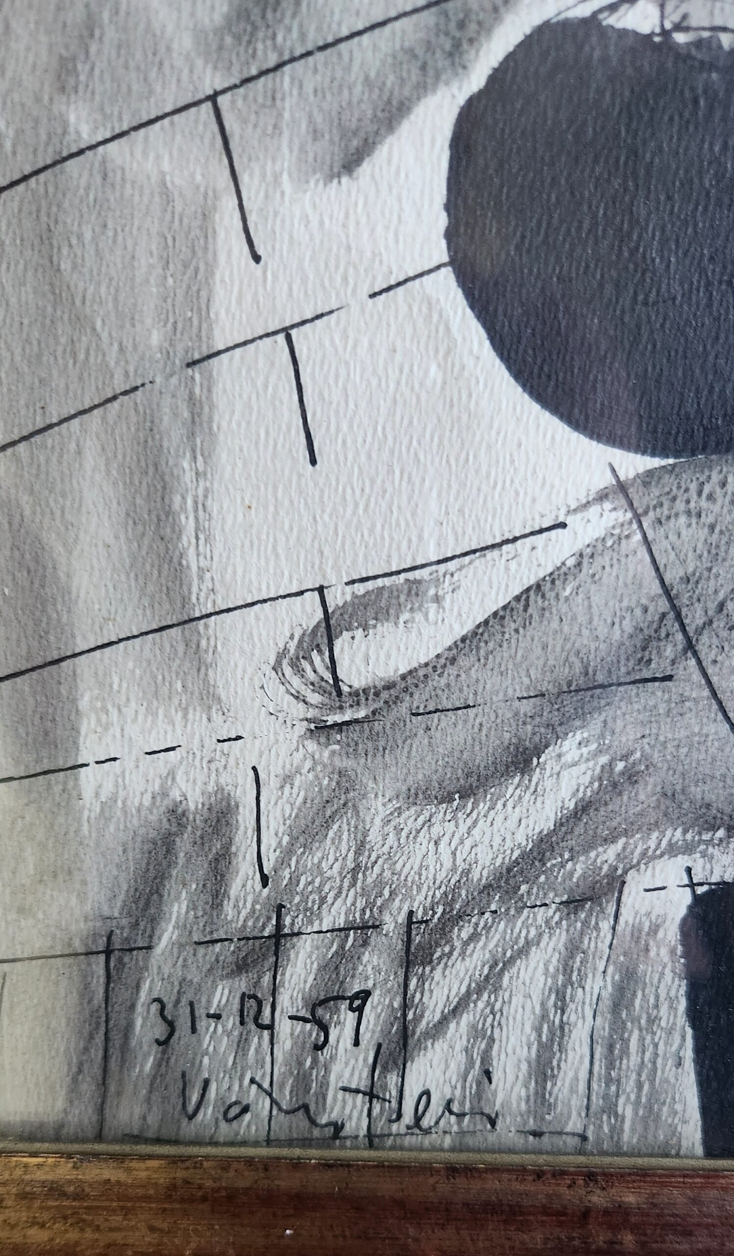 Alejandro Vainstein Argentina school ink composition Abstraction 1959 - Image 3