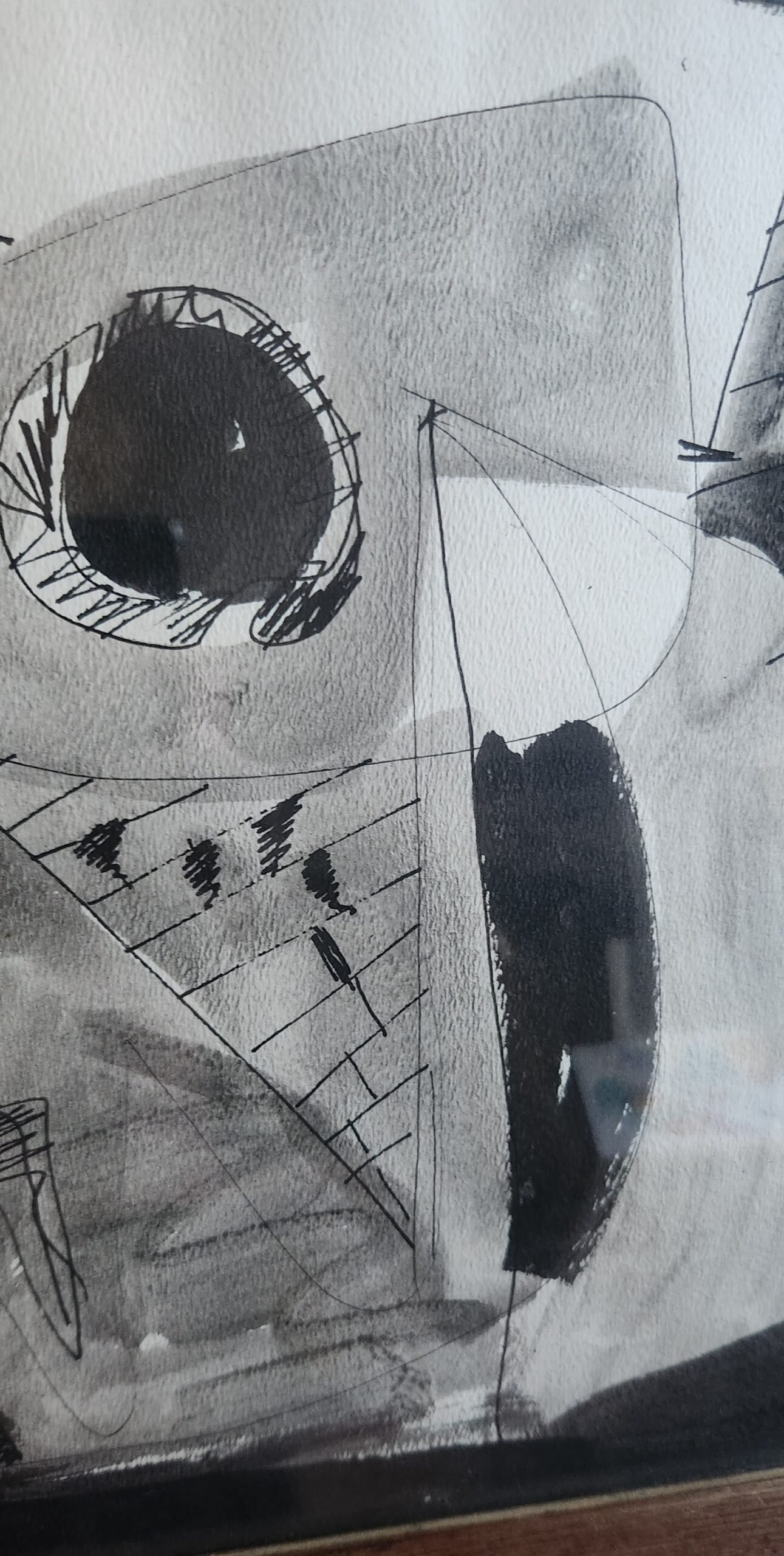 Alejandro Vainstein Argentina school ink composition Abstraction 1959 - Image 4