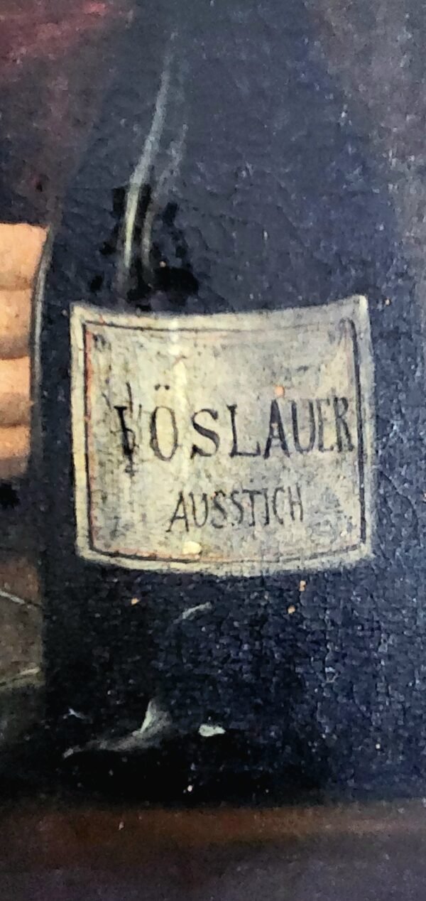 Old painting man with bottle ''Vöslauer Ausstich'' illegible signature - Image 10