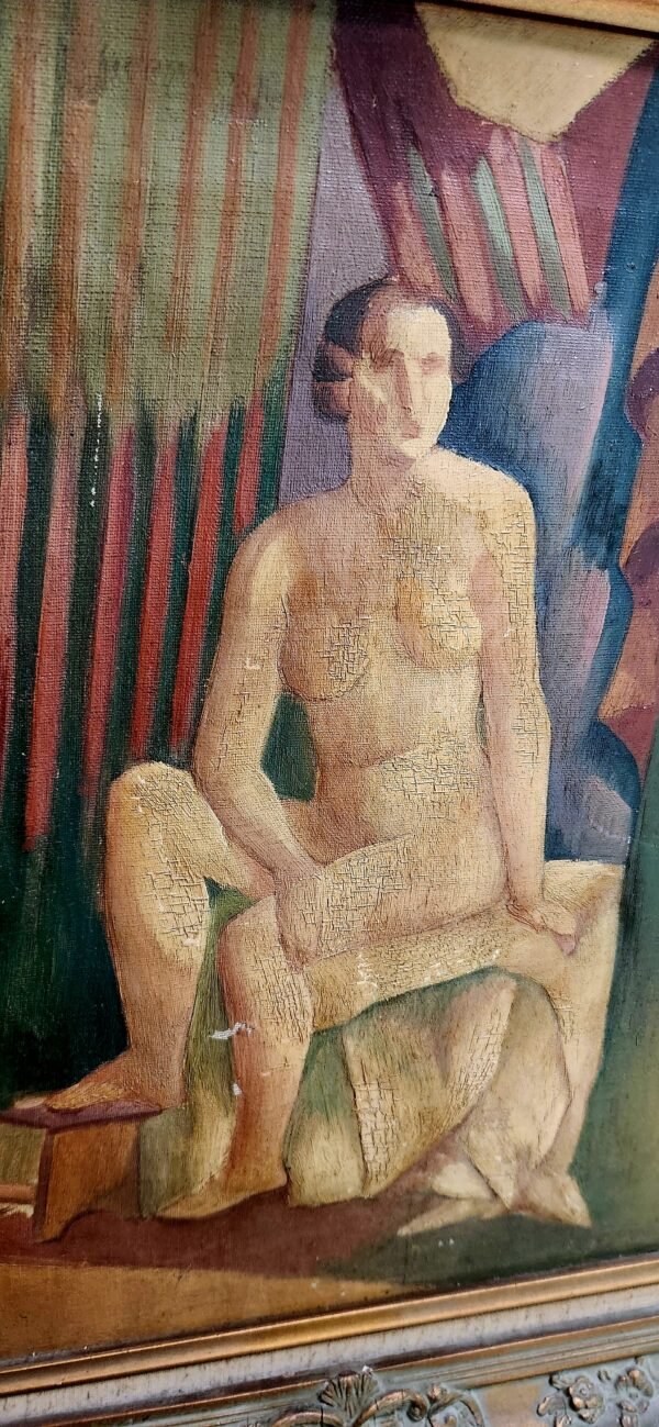 Old painting lady nude cubist Nicolas Poliacoff - Image 5