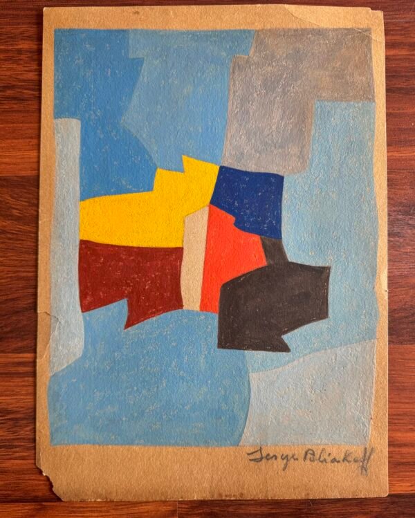 Old original composition Gouache/Paper signed by Serge Poliakoff.