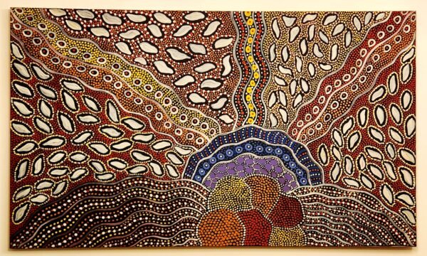 Anna Petjara, acrylic/canvas, "Utopia", a genuine work of Australian Aboriginal art.
