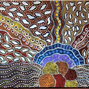 Anna Petjara, acrylic/canvas, "Utopia", a genuine work of Australian Aboriginal art.