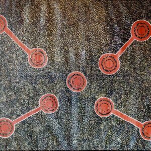 Keith Morgan Pitjara, acrylic/canvas, "Men's Ceremony," a genuine work of Australian Aboriginal art.