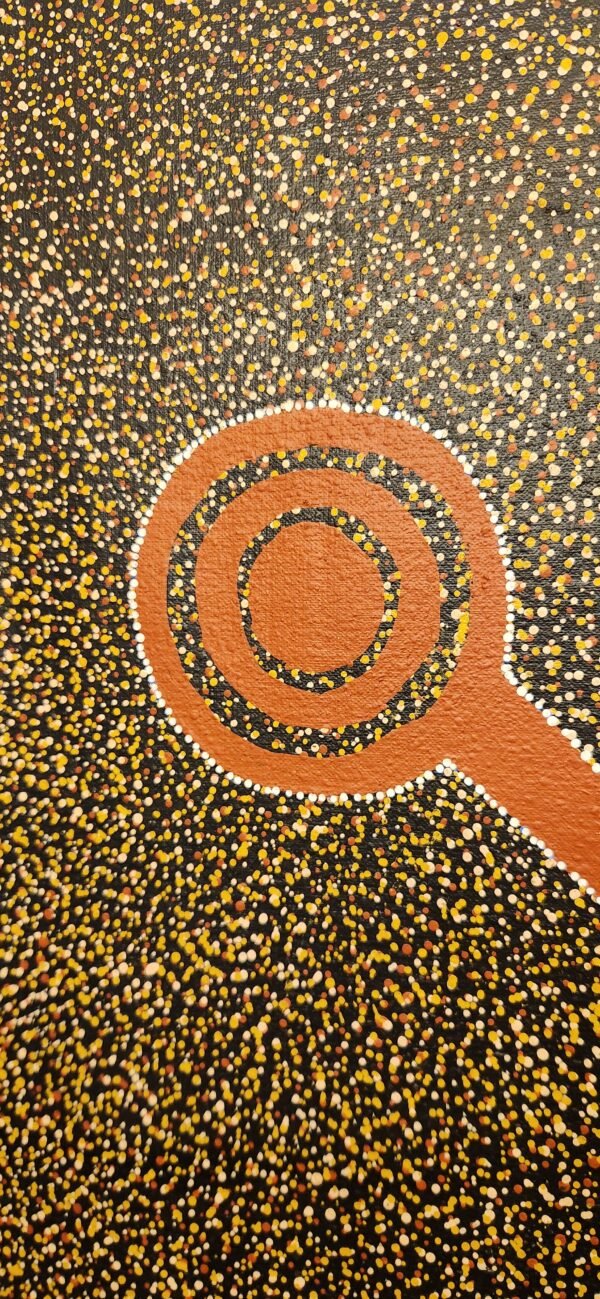 Keith Morgan Pitjara, acrylic/canvas, "Men's Ceremony," a genuine work of Australian Aboriginal art. - Image 2