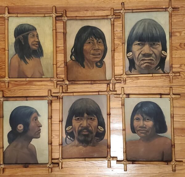 Six works, oil on wood, By Holden Jara (Paraquay) Guarani Indians of Paraguay