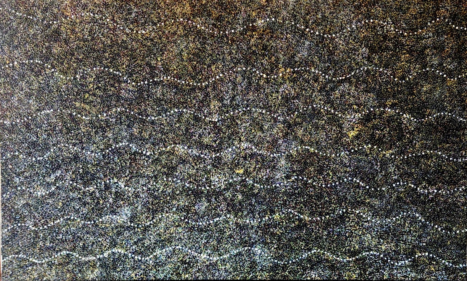 Mary Rumble Petyarre, acrylic/canvas, "Bush Plum Dreaming," a genuine work of Australian Aboriginal art.
