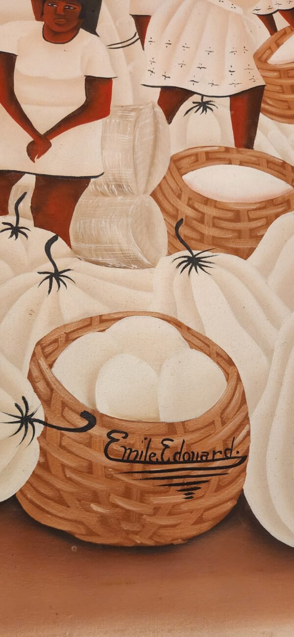Vintage Original Oil Painting on Canvas Emile Edouard Native Haitian - Image 3