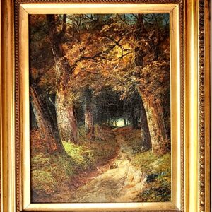 Antique Victorian Painting "Sherwood Forest Rabbits" by Clarence Roe. England.